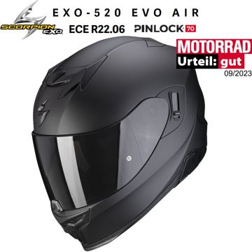 Scorpion Integralhelm EXO-520 EVO AIR mit AirFit ECE 22.06 Sonnenblende und Max Vision Pinlock