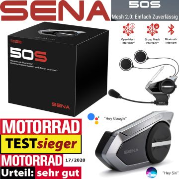 Sena Headset 50S Motorrad Kommunikation mit Mesh 3.0 Universal Intercom Bluetooth 5 HD Sound by Harman Kardon