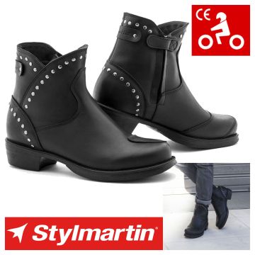 Stylmartin Motorradstiefel PEARL ROCK WP Damen Leder wasserdicht Nieten Knöchelprotektoren CE