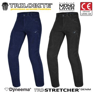 Trilobite Motorradjeans TACTICAL Denim Slim Fit Stretch Dyneema Monolayer CE AA mit Protektoren